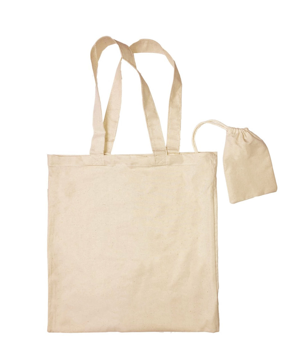 Closeout Foldable Cotton Tote Bags w/ Drawstring Pouch - TB118