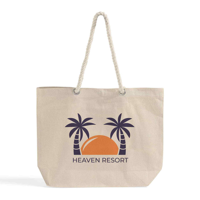 Custom Rope Handle Beach Tote Bag