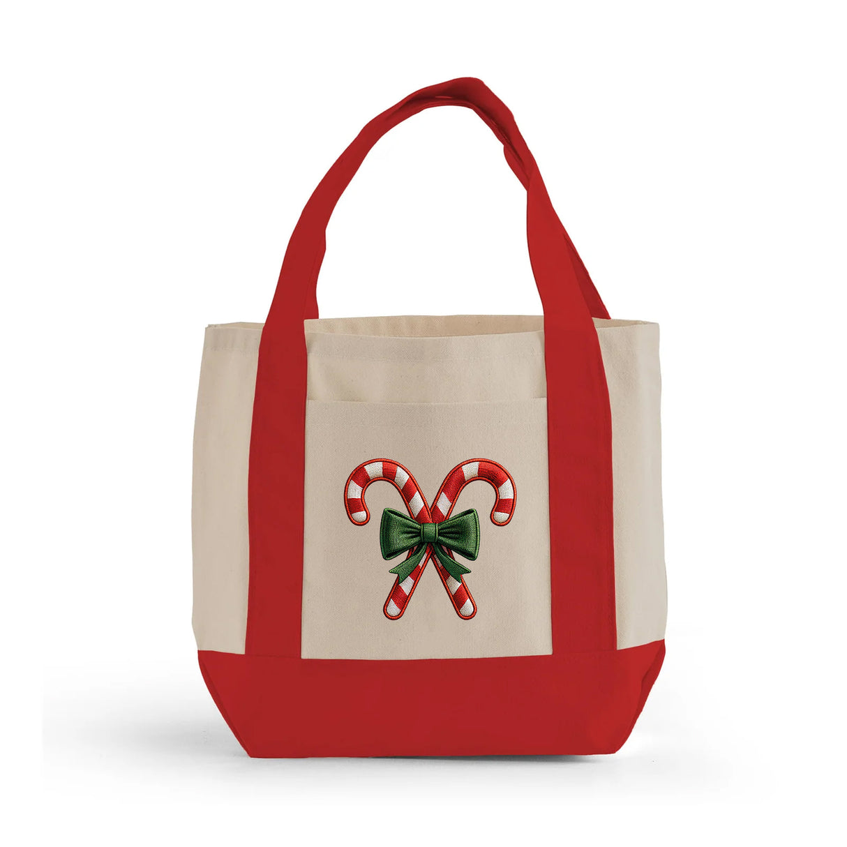 Mini Christmas Tote Bag with Candy Cane Design