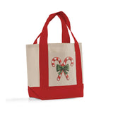 Mini Christmas Tote Bag with Candy Cane Design