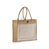 Milan Jute Tote Bags with Canvas Front Pocket