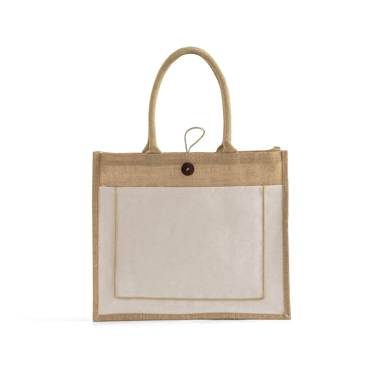 Milan Jute Tote Bags with Canvas Front Pocket