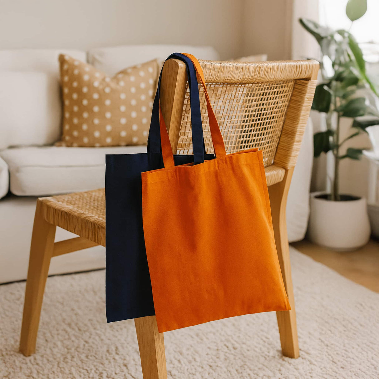 assorted color cotton tote bags