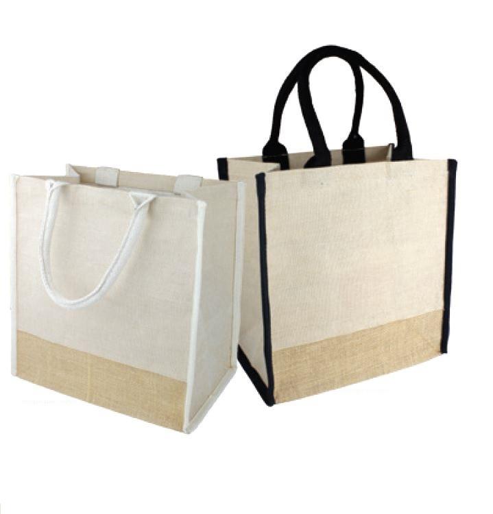 6 ct Fancy Jute Blend Tote Bags Burlap Carry-All Totes with Full Gusset - Pack of 6
