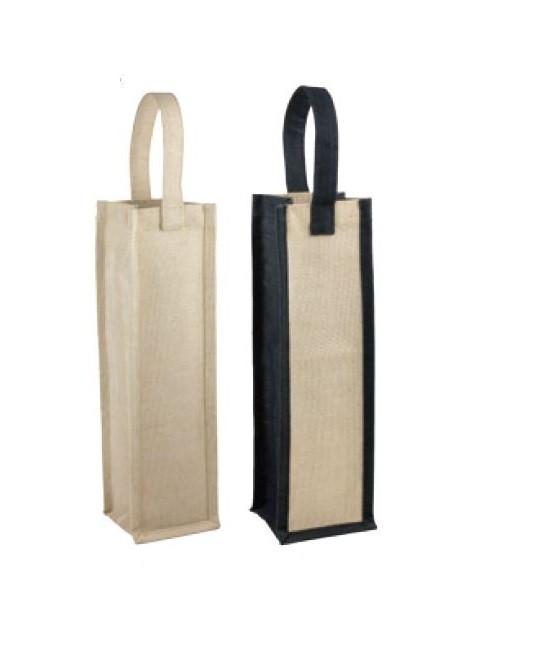 100 ct Jute Blend Single Wine Bottle Tote Bags Laminated Interior by Case