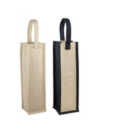 100 ct Jute Blend Single Wine Bottle Tote Bags Laminated Interior by Case