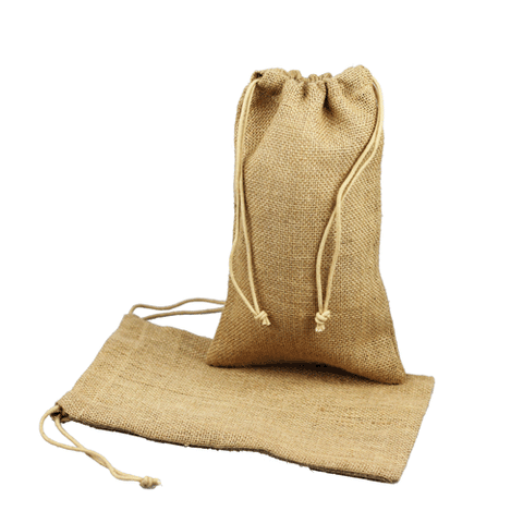 6" x 10" - Large Burlap Favor Gift Pouch with Jute Drawstring Cord (Pack of 12)