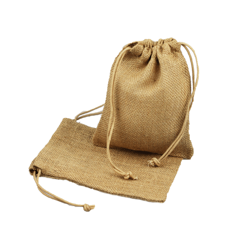 5" x 7" - Medium Natural Burlap Pouches Jute Drawstring Bags (Pack of 12)