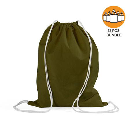 12 ct Economical Sport Cotton Drawstring Bag Cinch Packs - By Dozen