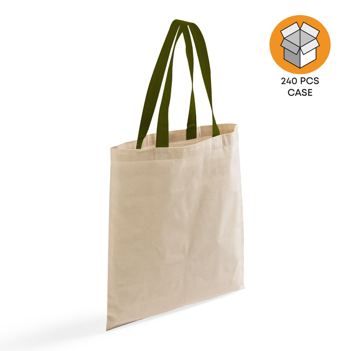 240 ct Wholesale Tote Bags With Color Handles 100% Cotton - By Case