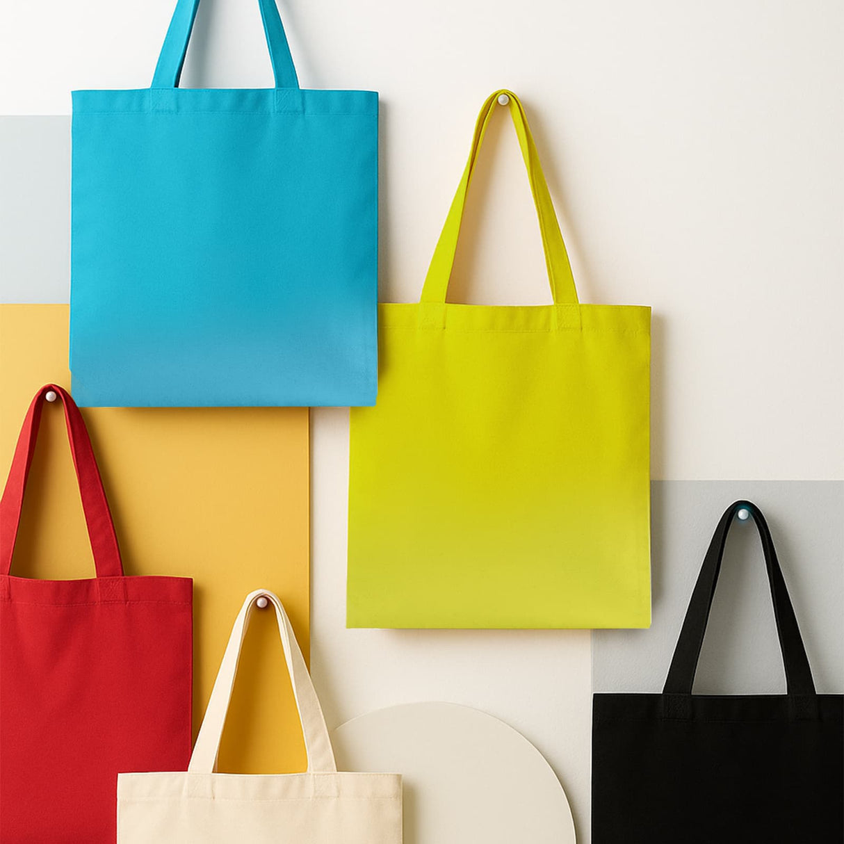 Closeout Assorted Color Canvas Tote Bags – Pack of 12