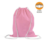 12 ct Economical Sport Cotton Drawstring Bag Cinch Packs - By Dozen