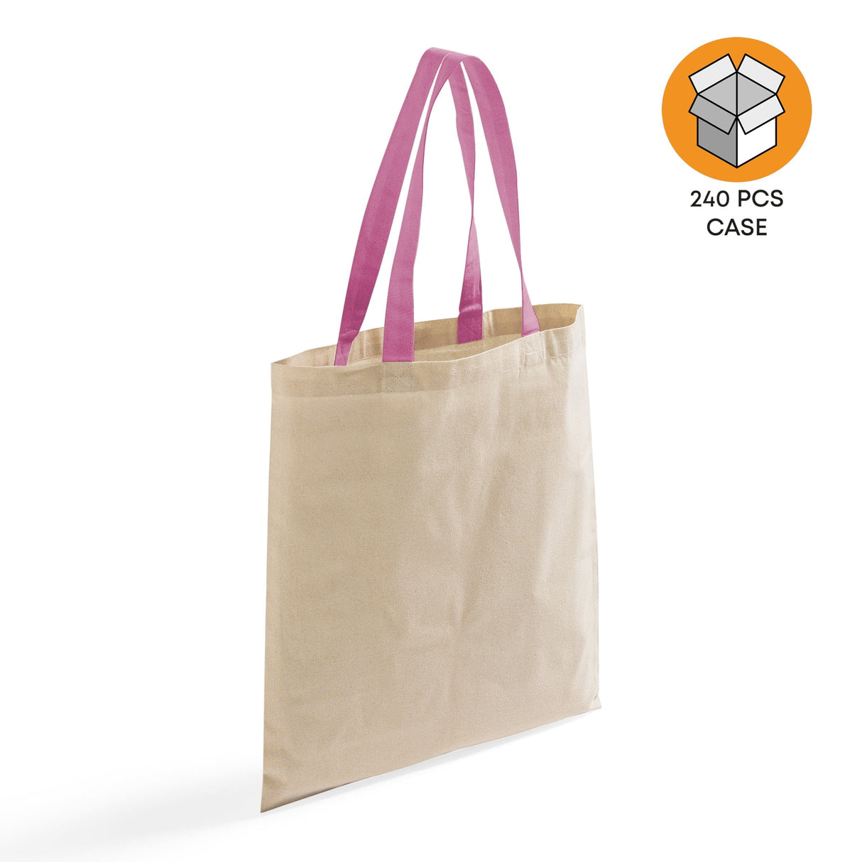 240 ct Wholesale Tote Bags With Color Handles 100% Cotton - By Case