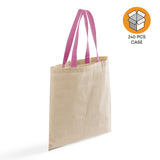 240 ct Wholesale Tote Bags With Color Handles 100% Cotton - By Case