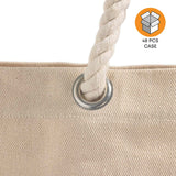48 ct Large Canvas Beach Tote Bag with Fancy Rope Handles - By Case