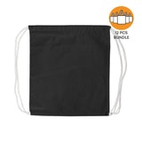 Black Canvas Drawstring Backpack Bundle