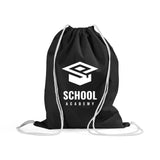 Black Economical Sport Cotton Drawstring Bag