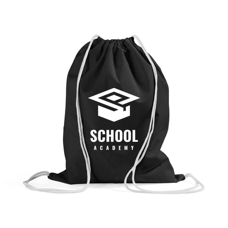 Black Economical Sport Cotton Drawstring Bag