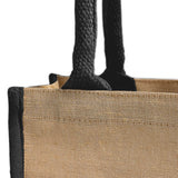 black jute blend tote bag handle detail