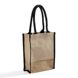 black jute small tote bag with gusset