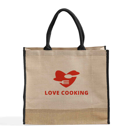 Large Reusable Jute Blend Tote Bags Customized - Personalized Large Reusable Jute Tote Bags With Your Logo - TJ913