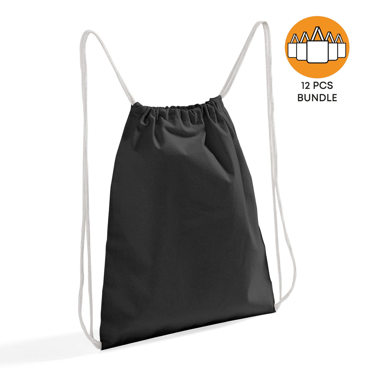 Black Small Canvas Drawstring Backpack Bundle