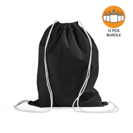 12 ct Economical Sport Cotton Drawstring Bag Cinch Packs - By Dozen