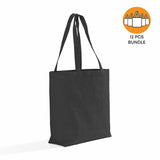 12 ct Large Size Light Canvas Tote Bag with Long Handles - By Dozen