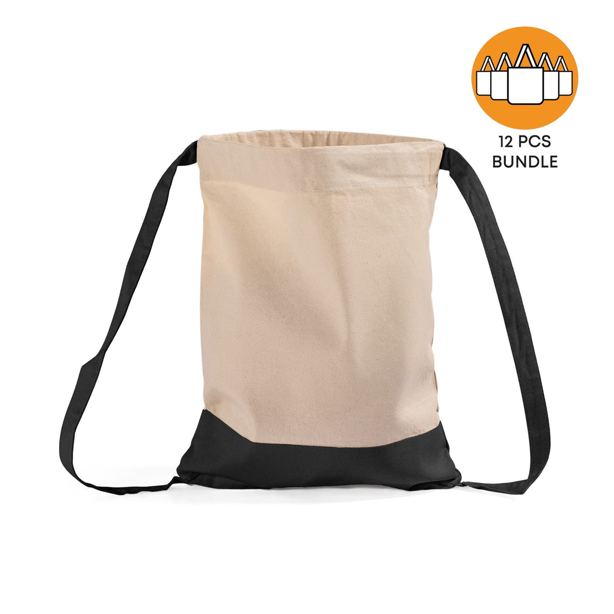 12 ct Two Tone Canvas Sport Backpacks / Wholesale Drawstring Bags - By Dozen