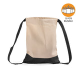 12 ct Two Tone Canvas Sport Backpacks / Wholesale Drawstring Bags - By Dozen