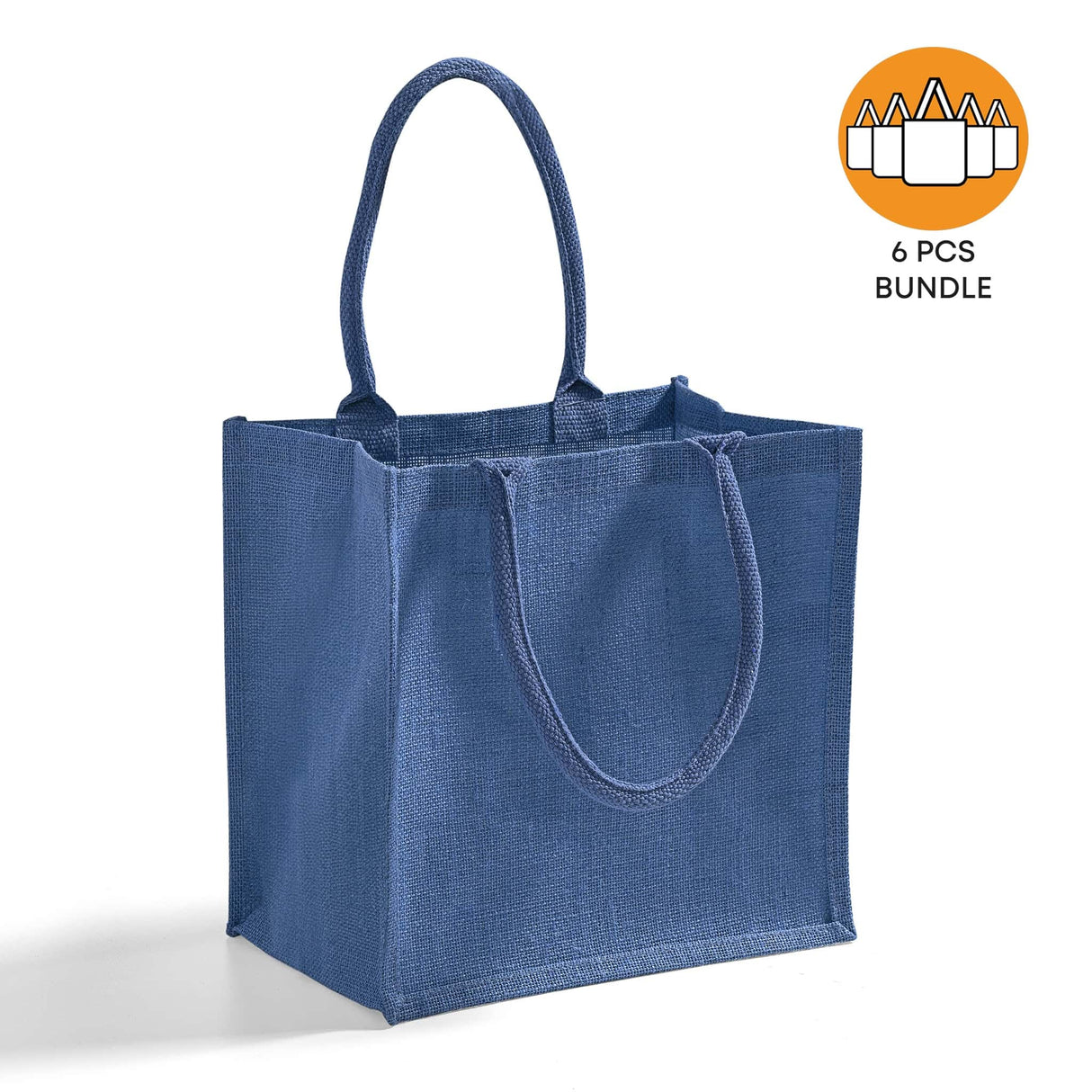 6 ct Square Burlap Bags - Wholesale Jute Tote Bags W/Deep Full Gusset - By Bundle