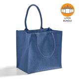 6 ct Square Burlap Bags - Wholesale Jute Tote Bags W/Deep Full Gusset - By Bundle