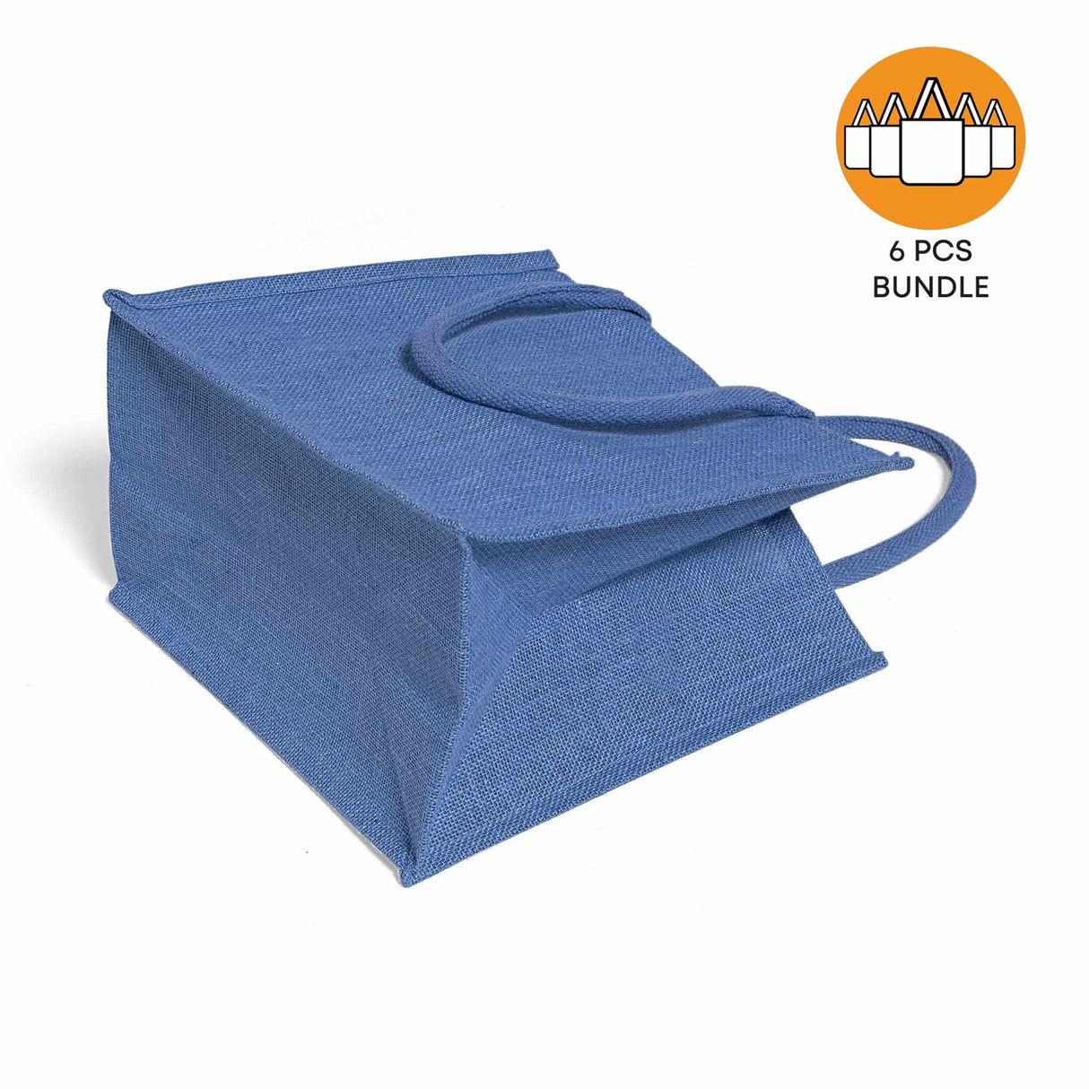 6 ct Square Burlap Bags - Wholesale Jute Tote Bags W/Deep Full Gusset - By Bundle