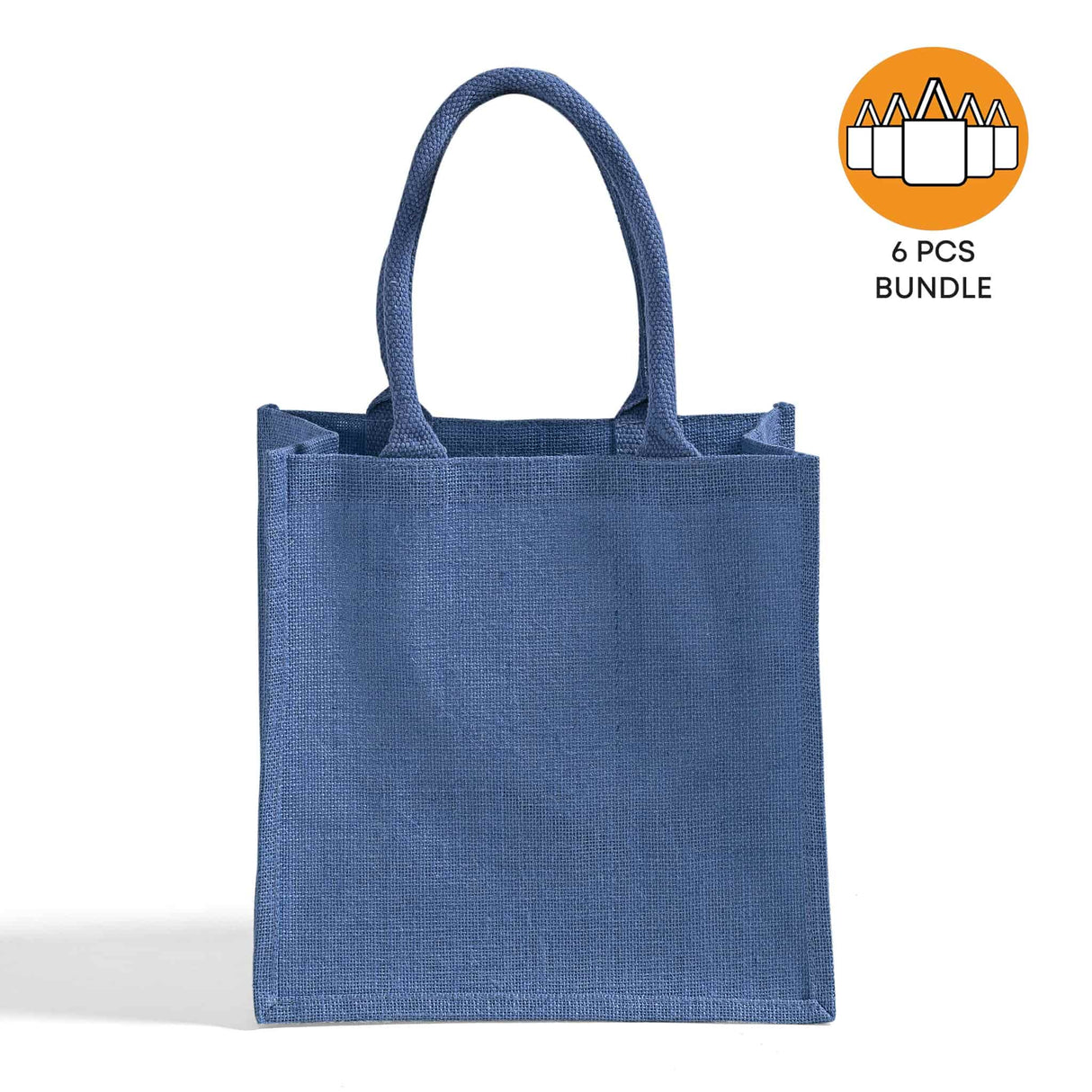 6 ct Square Burlap Bags - Wholesale Jute Tote Bags W/Deep Full Gusset - By Bundle