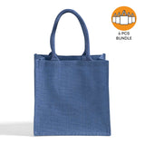 6 ct Square Burlap Bags - Wholesale Jute Tote Bags W/Deep Full Gusset - By Bundle