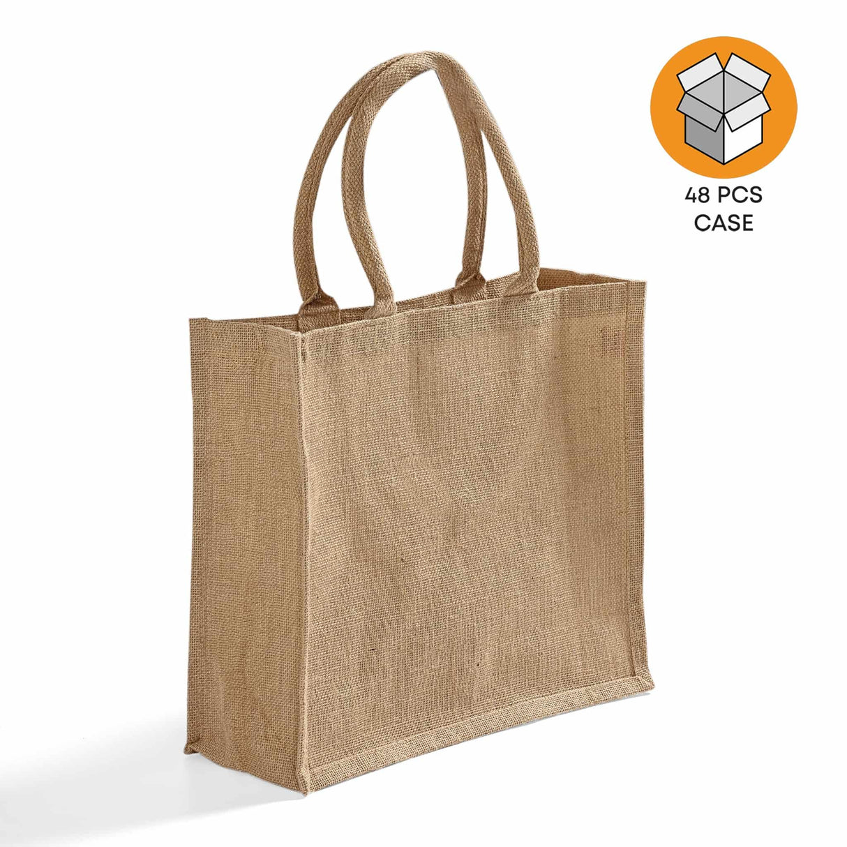 48 ct Large Burlap Shopping Bags / Reusable Jute Totes - By Case