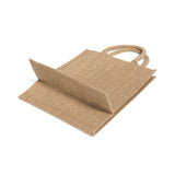 burlap jute six bottle tote bag