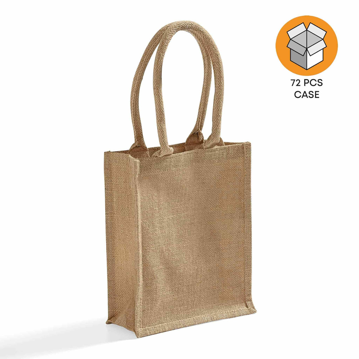 72 ct Small Burlap Bags / Jute Book Bag with Full Gusset - By Case