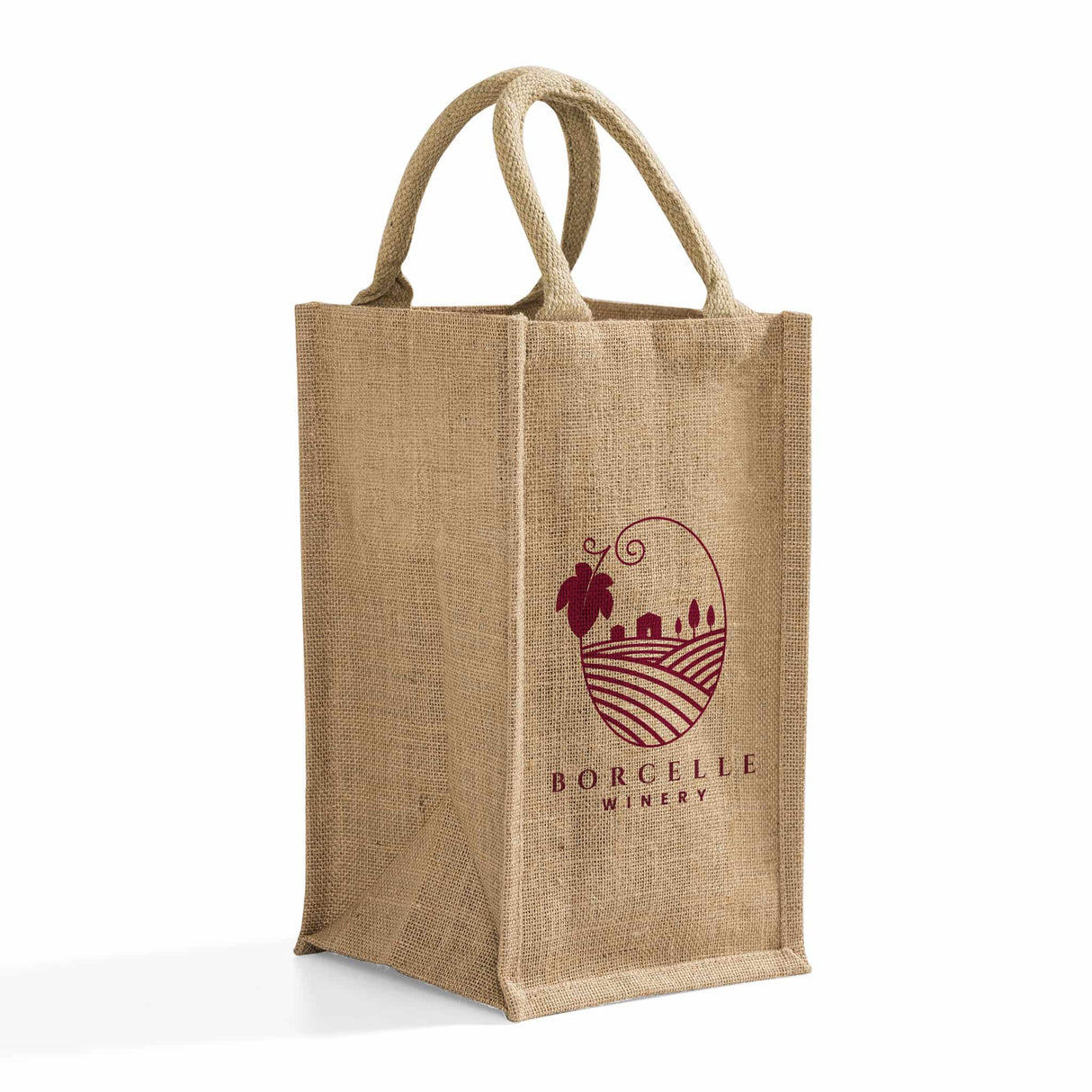Custom Jute Wine Bag with Divider, Various Sizes