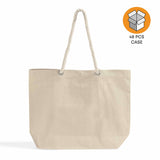 48 ct Large Canvas Beach Tote Bag with Fancy Rope Handles - By Case