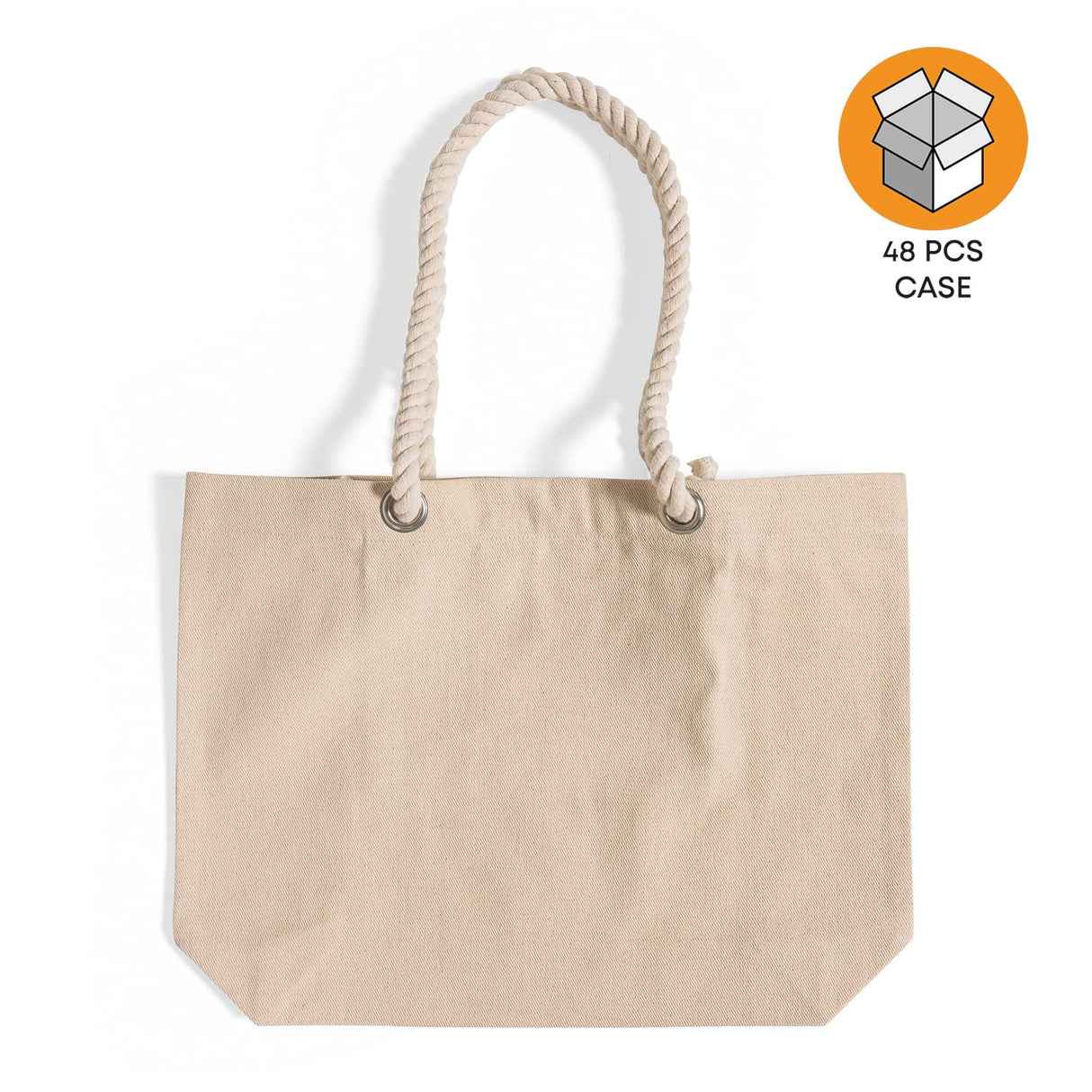 48 ct Canvas Beach Tote Bag with Fancy Rope Handles- By Case