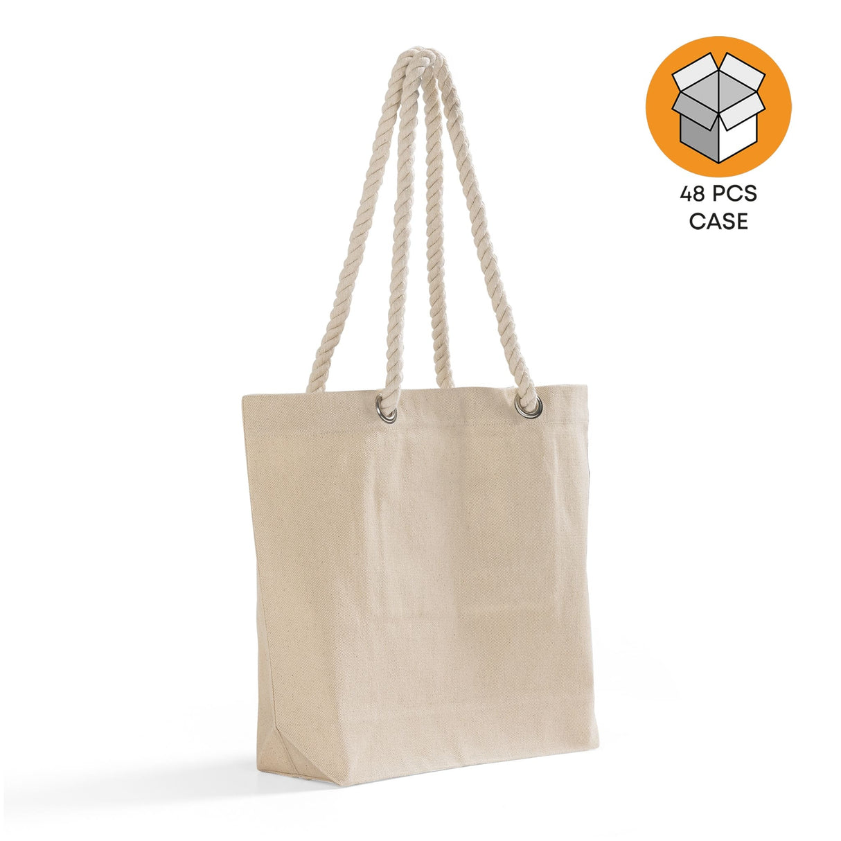 48 ct Canvas Beach Tote Bag with Fancy Rope Handles- By Case