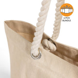 6 ct Canvas Beach Tote Bag with Fancy Rope Handles- By Bundle
