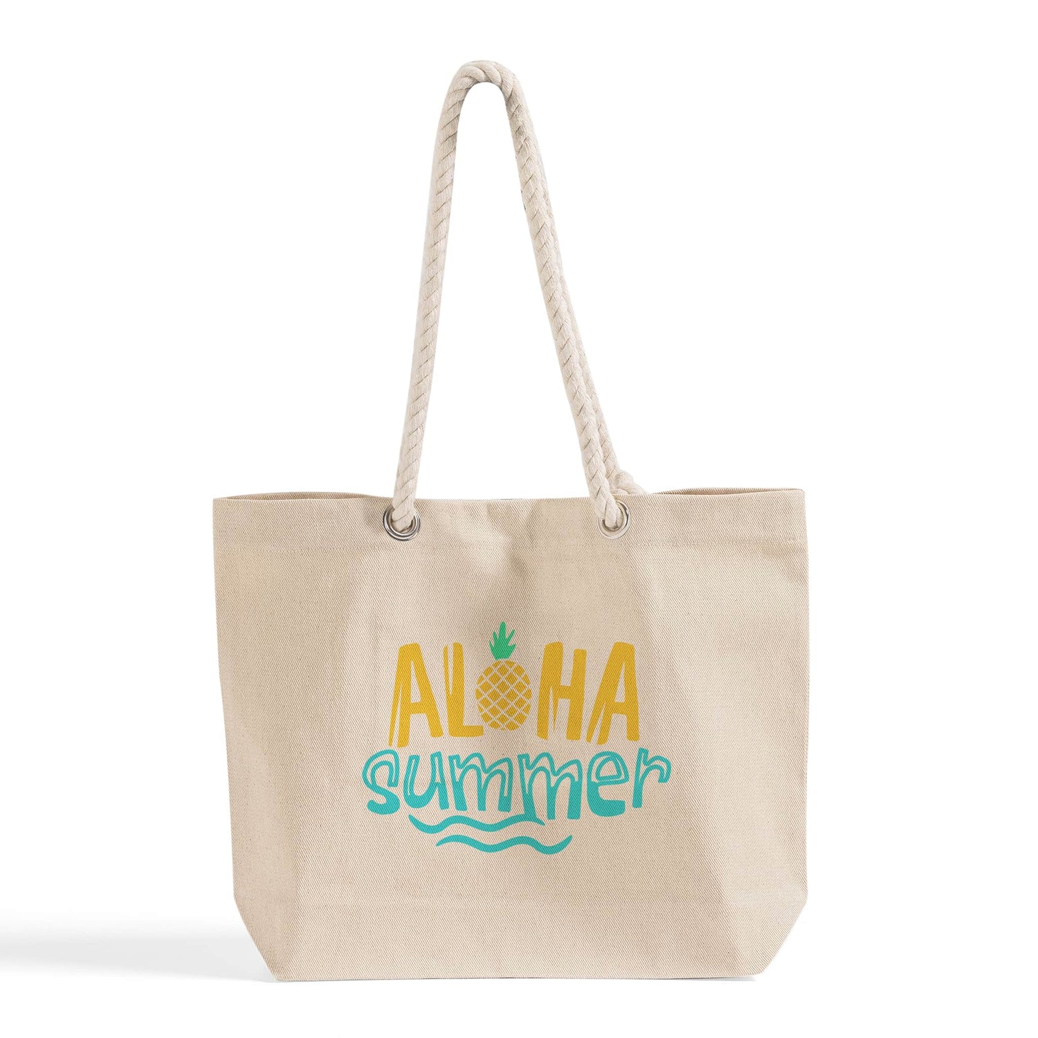 Customized Canvas Beach Fancy Rope Handles Tote Bag - Personalized Tote Bags With Your Logo