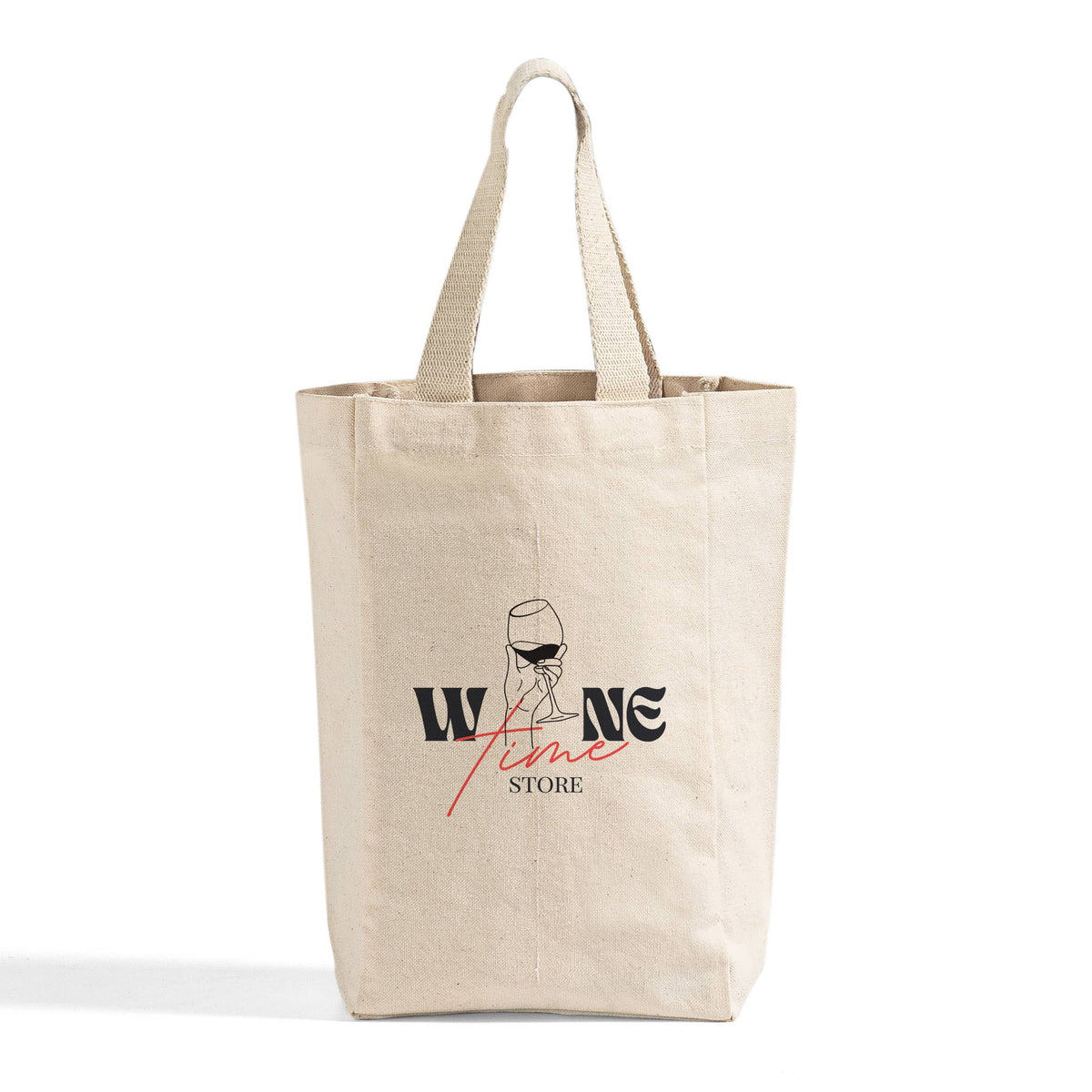 Canvas Double Wine Tote Bag - Custom Canvas Double Wine Bag w/ Your Lo
