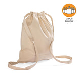 12 ct Two Tone Canvas Sport Backpacks / Wholesale Drawstring Bags - By Dozen