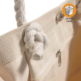 48 ct Large Canvas Beach Tote Bag with Fancy Rope Handles - By Case