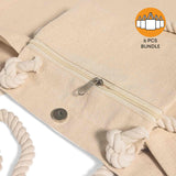 6 ct Large Canvas Beach Tote Bag with Fancy Rope Handles - By Bundle