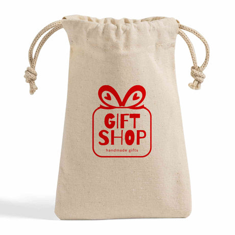 Cotton Canvas Value Drawstring Pouches / Favor Bags Customized - Personalized Drawstring Pouches With Your Logo