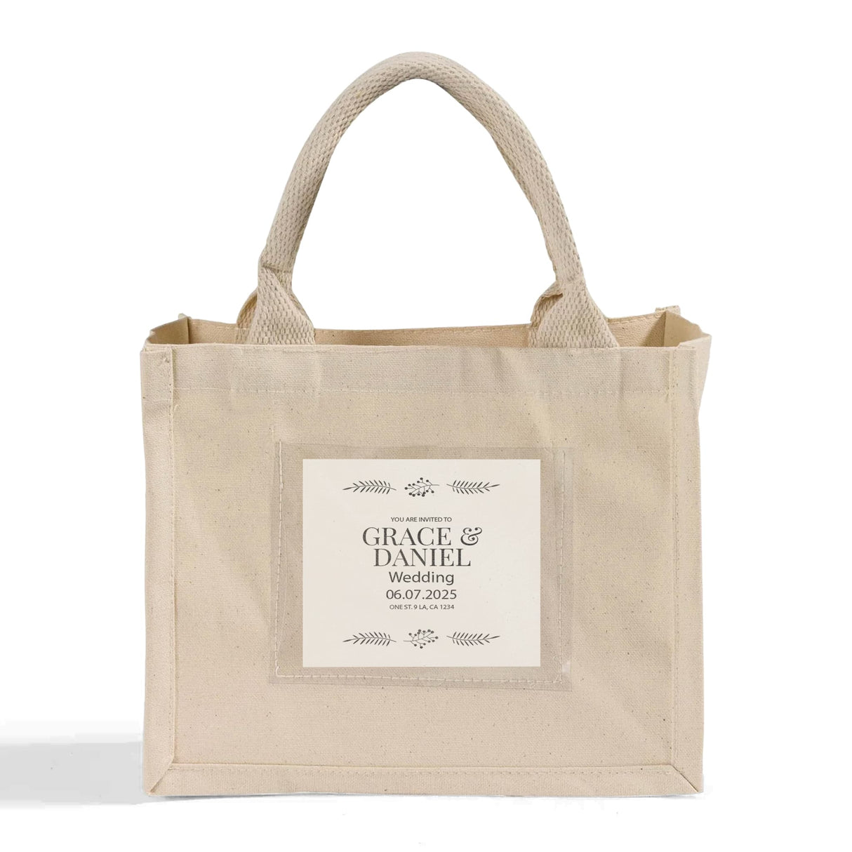 Custom Wedding Favor Tote Bags with Pocket - TF207